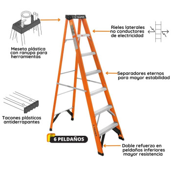 ESCALERA F/VIDRIO 06 PASOS TRUPER